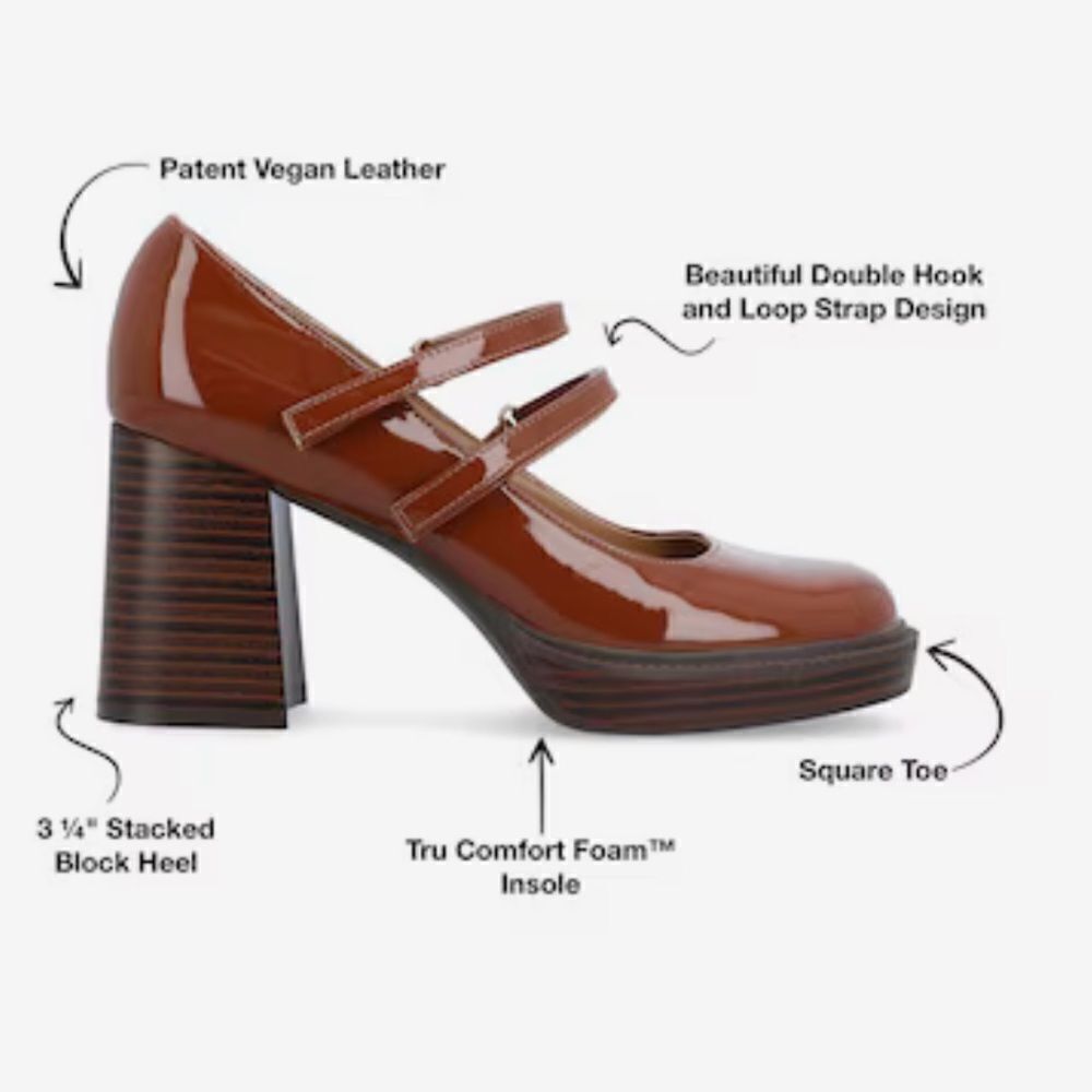 Journee Collection Shasta Platform Pump in Cognac - Picture 3 of 9